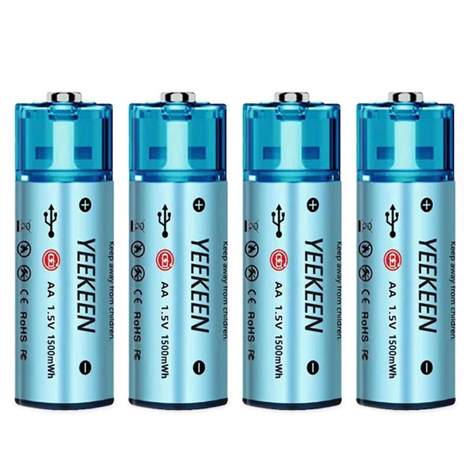 2/4pcs USB Rechargeable AA Battery Easy Charging Batteries for Flashlights Mouse