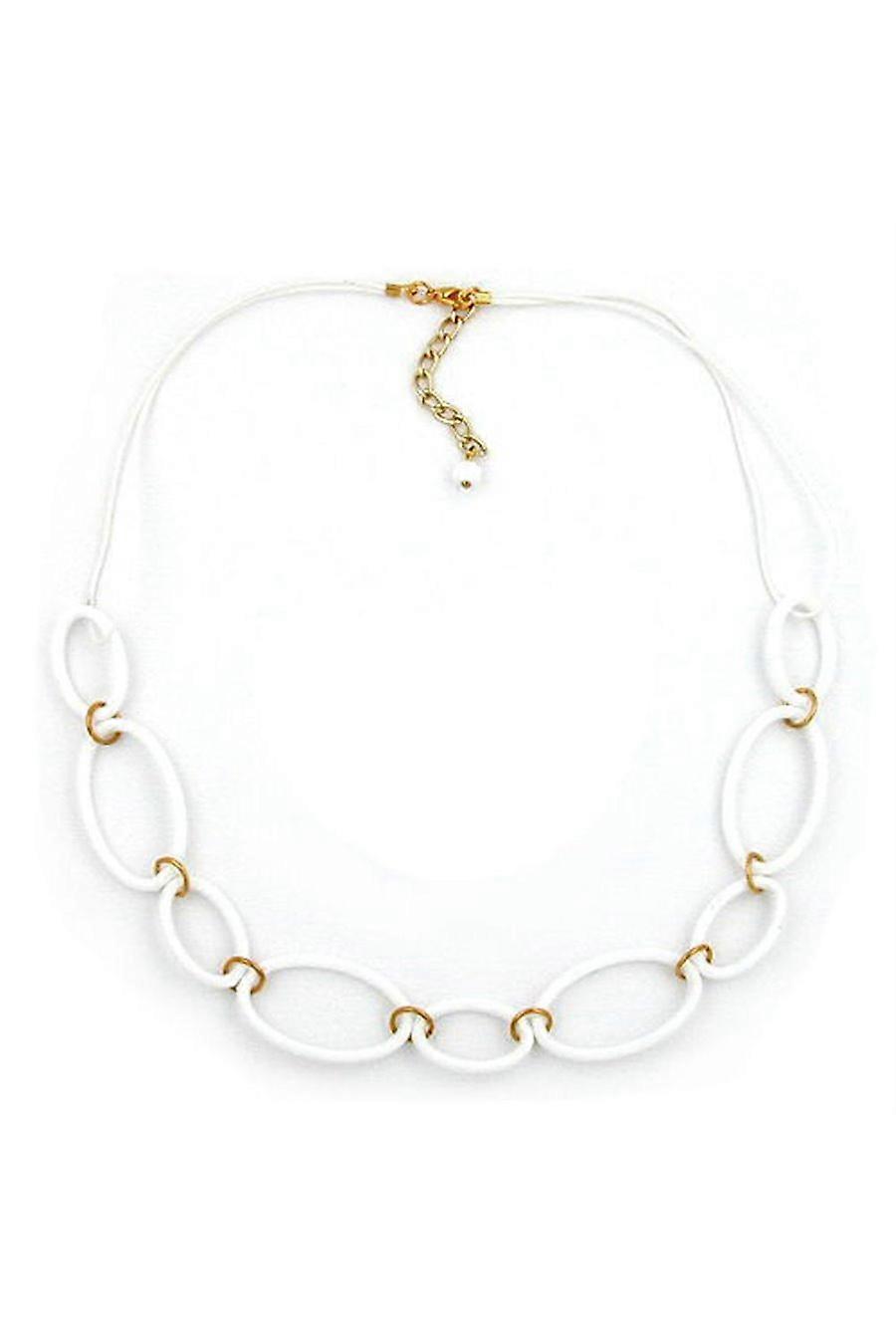 Necklace Oval Rings White 50cm - Gl02070