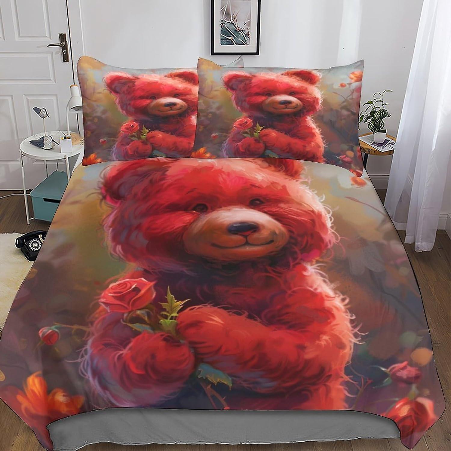 DSJackson ويني ذا بوه 3 قطع غطاء لحاف 3D مطبوع الكرتون لحاف غطاء الفراش مجموعة مع ستوكات مع إغلاق سحاب مخفي مع أكياس وسائد 