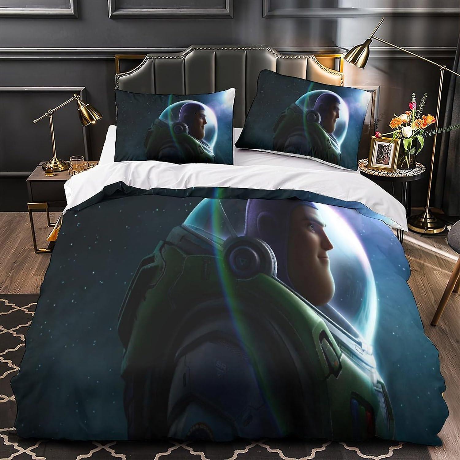 Buzz Lightyear 3D Duvet Cover 3-Pience Set Print Bedding Anime Characters Quilt Set with Hidden Zipper Pillowcases Soft Microfiber Easy Care Quilt Cov