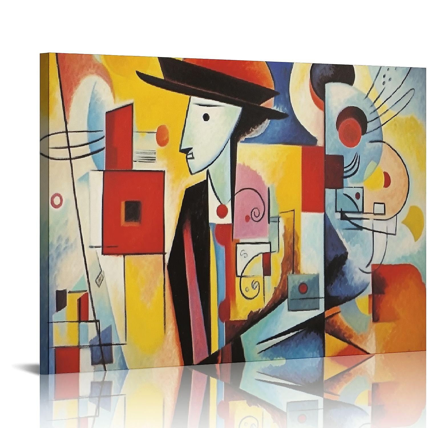 Classic Abstraction Yellow Red Blue, Design Canvas Wall Art-kafeiaaa918