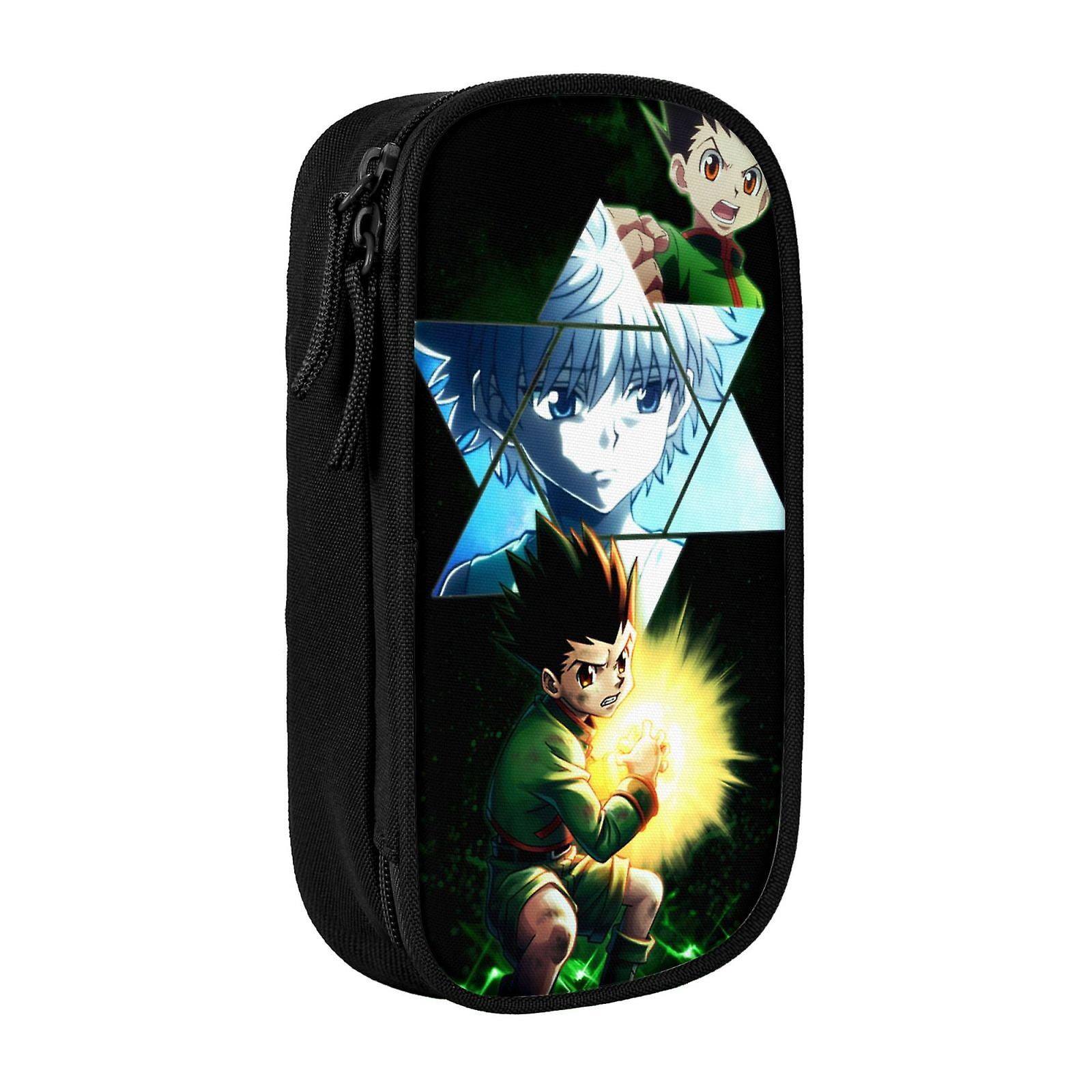 أنيمي هنتر X هنتر غون كيلوا قلم رصاص الحقيبة حالة ماكياج حقيبة سعة كبيرة سستة مستحضرات التجميل مزدوجة طبقة تخزين القلم حقيبة الحقيبة