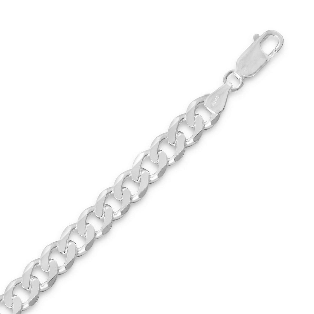 925スターリングシルバー斜め縁石チェーンブレスレット幅6.5mm、ロブスタークラスプリンクブレスレット付き女性と男性用-長さ: