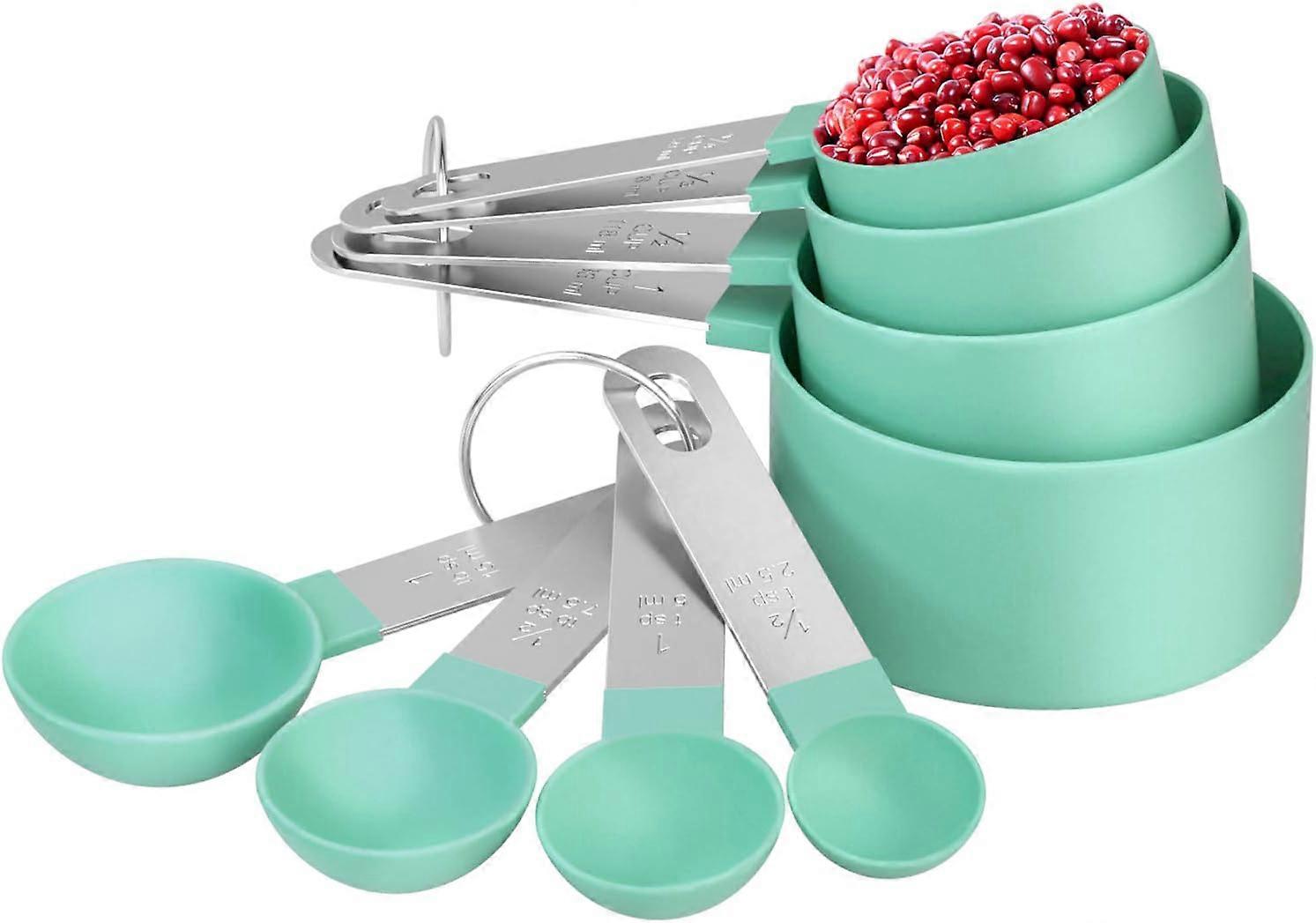 Measuring Cups and Spoon Set - Plastic Measuring Cup and Spoon with Stainless Steel Handle, Measuring Tool
