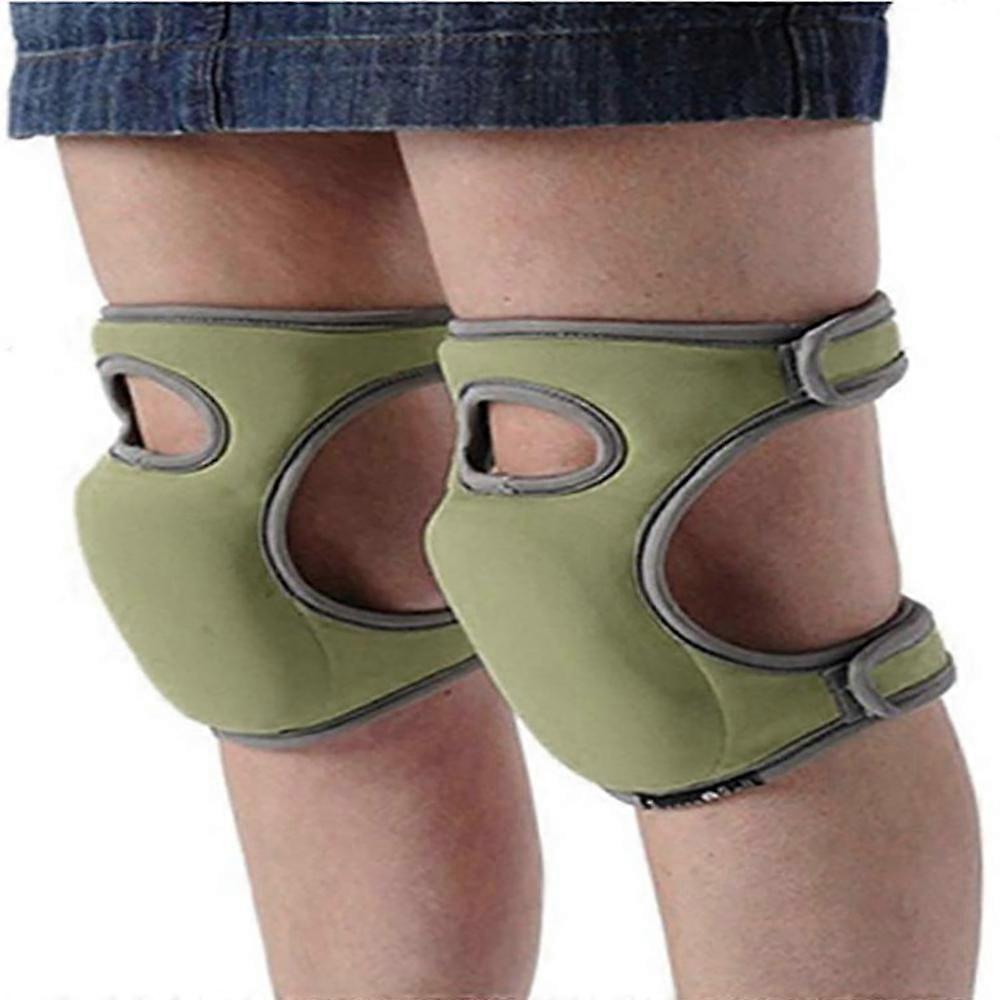 1 Pair Adjustable Soft Flexible Gardening Knee Pads(Green)