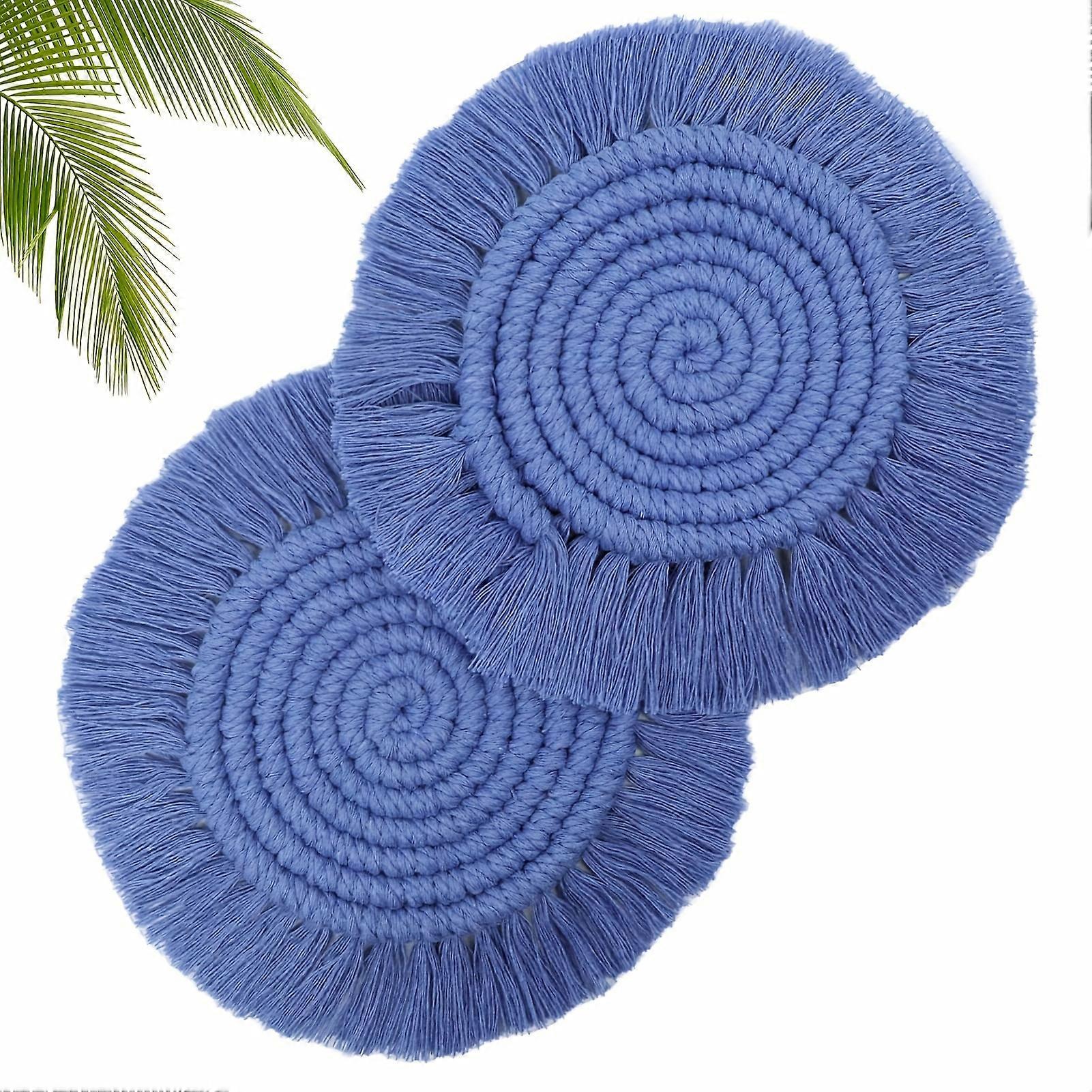 2PCS Dusty Pink Coasters For Drinks, Absorbent Boho Coasters For Wooden Table, Macrame Coasters, Farmhouse Drink Coaster Set For Kinds Of Cups