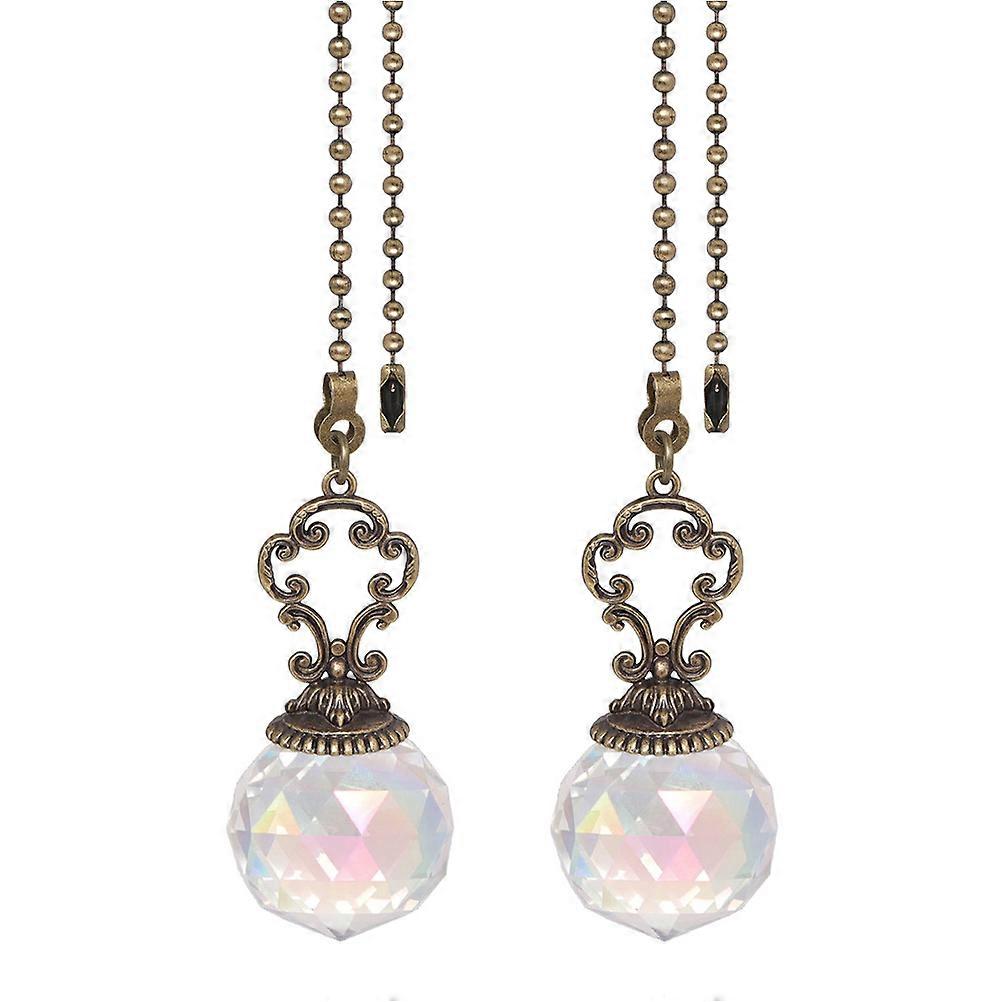 2pcs Ceiling Fan Pull Chains Crystal Fan Pull Chain Extension For Ceiling Light Fan