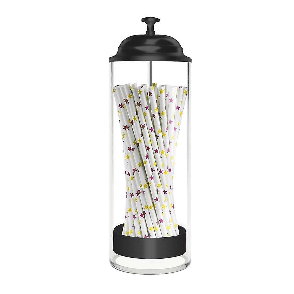 Straw Holder for Standard Size Drinking Straws, Plastic Straw Dispenser for Counter with Lid