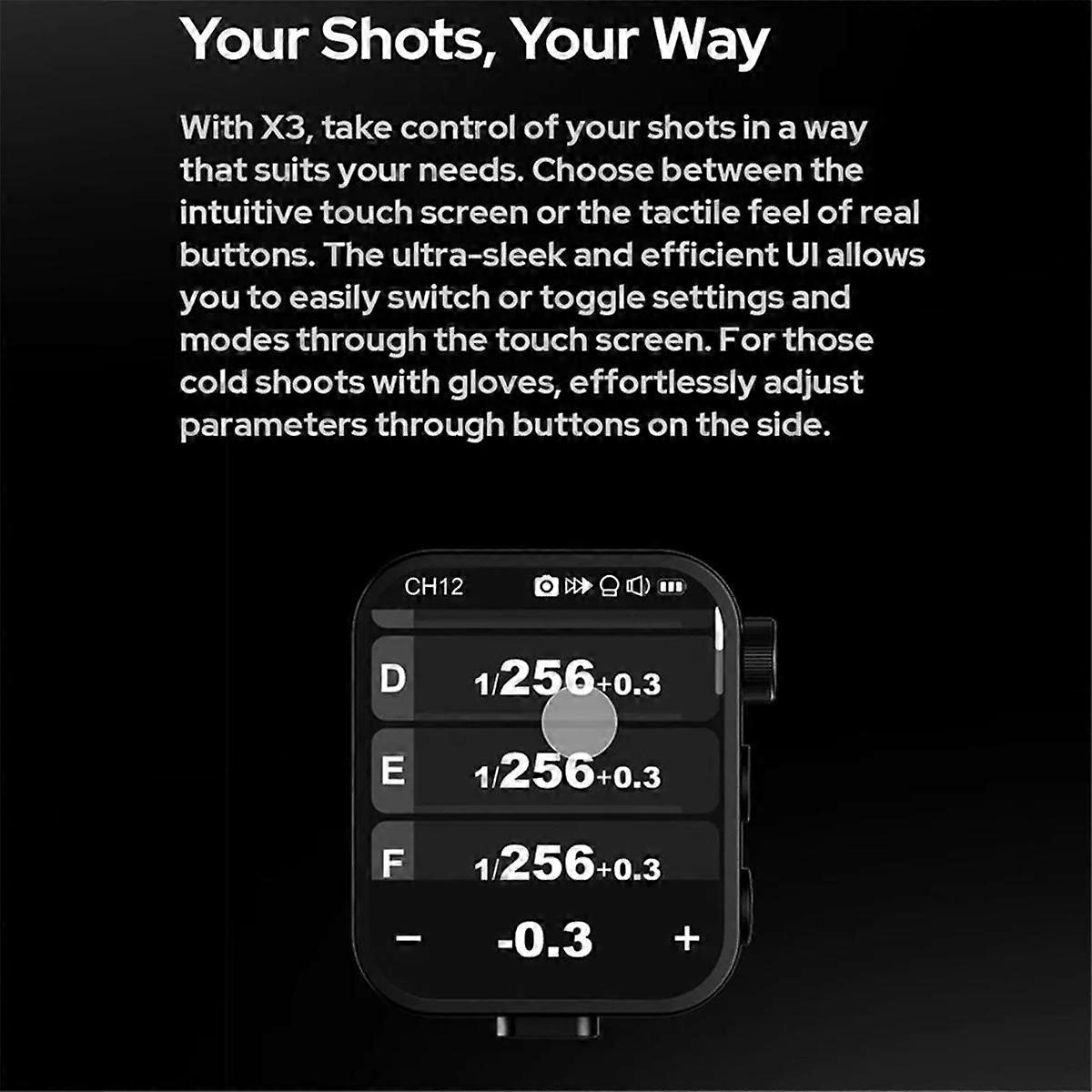 For X3 Flash Trigger Wireless Flashes Trigger TTL 2.4Ghz OLED Touch Screen Transmitter for Camera