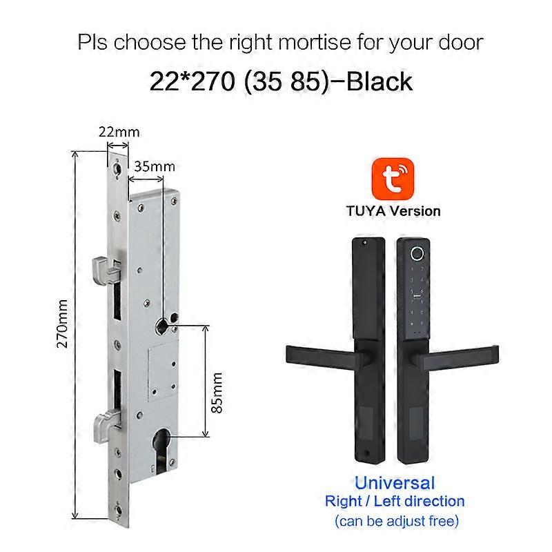 Tuya Wifi App Smart Door Lock Aluminum Biometric Lock Fingerprint Door Handle Digital Keyless Lock For Glass Sliding Or Wooden