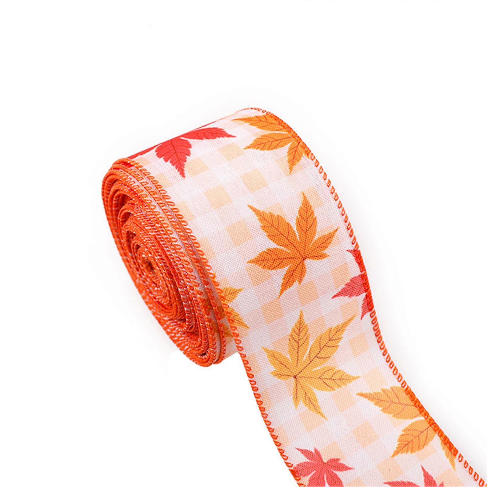 Rustic Fall Themed Wired Ribbon Vintage Elegant Holiday Wrapping Ribbon for DIY Crafts