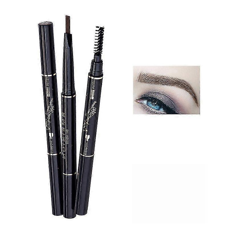 3pcs Double Headed Eyebrow Pencil 2 In 1 Waterproof Auto Rotating Eye Brow Pen Makeup Cosmetics
