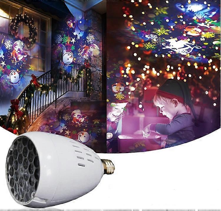 E27 Christmas LED Snowman Projection Light Lamp DJ Disco Snowflake Lights Bulb