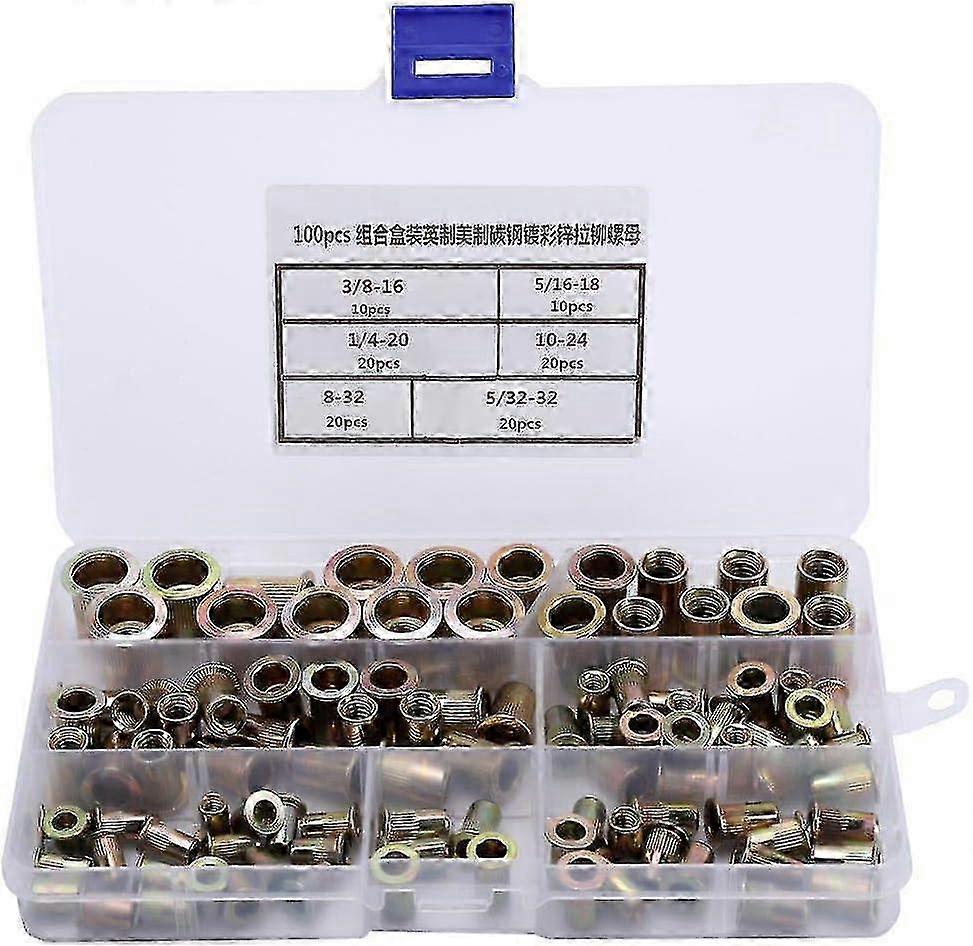1 * Set Of Rivet Nuts - Plated Carbon Steel Flat Threaded Rivet Nut Flange Rivnut Nutsert Fastener - RiRi