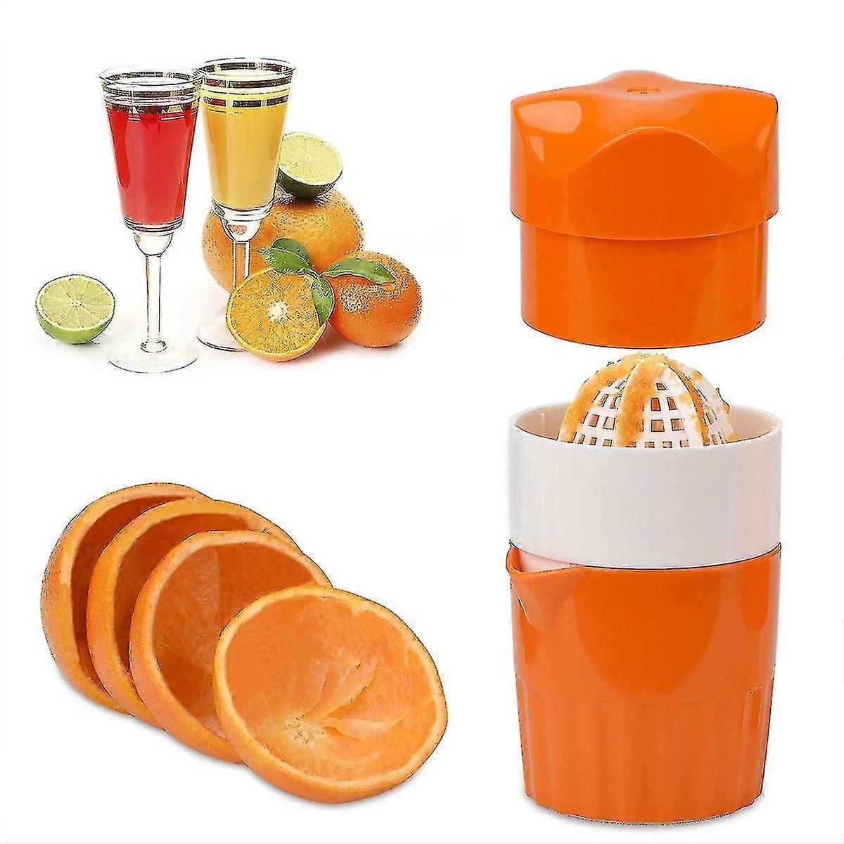 Citrus Juicer Lemon Squeezer, Manual Hand Juicer With Strainer And Container, For Lemon,orange,lime,citrus(orange Color)