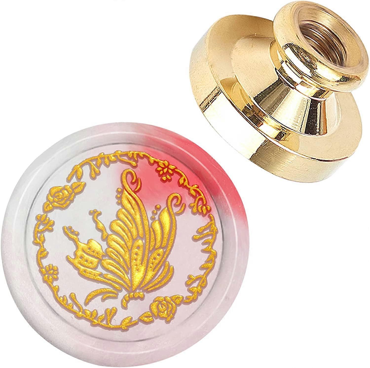 Wax Seal Stamp Head Butterfly Removable Sealing Brass Stamp Head 25mmfor Creative Gift Envelopes Invitations Cards Decoration