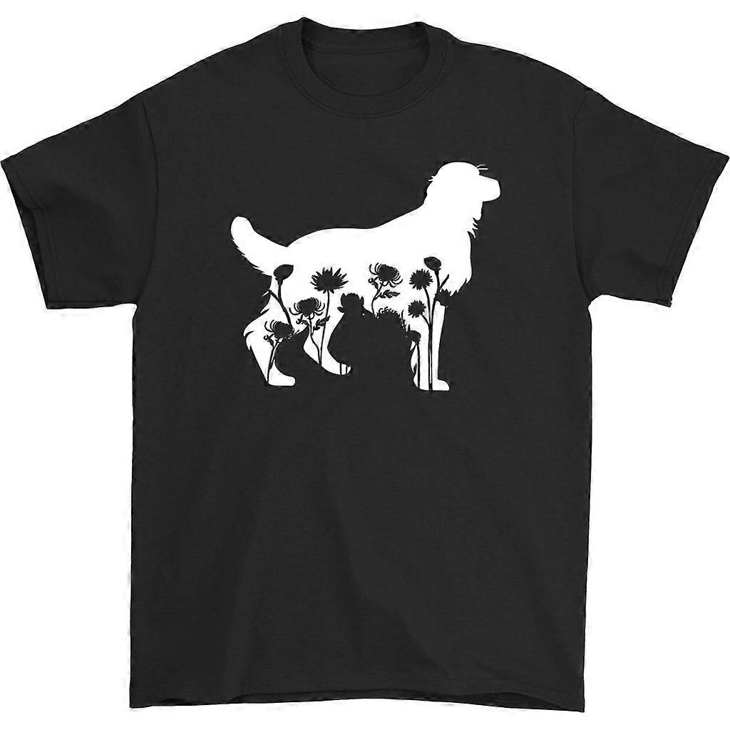 Golden Retriever Çiçekli Tişört