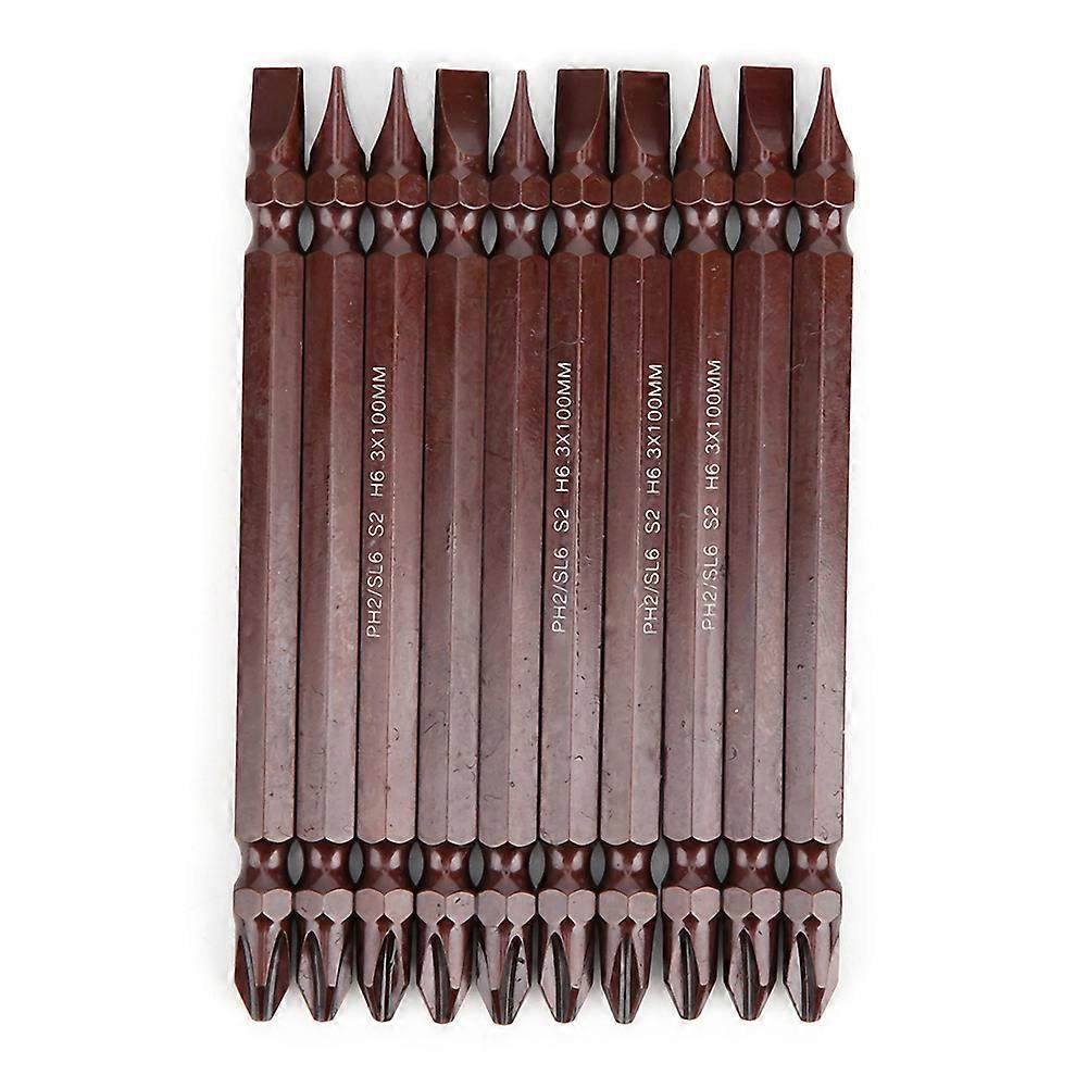 10PCs Double Ended Screwdriver Bit Hardware Accessory Hand Tool Magnetic S2 H6.3 x 100MMDouble Ended S2 H6.3 x 100 x PH2/SL6