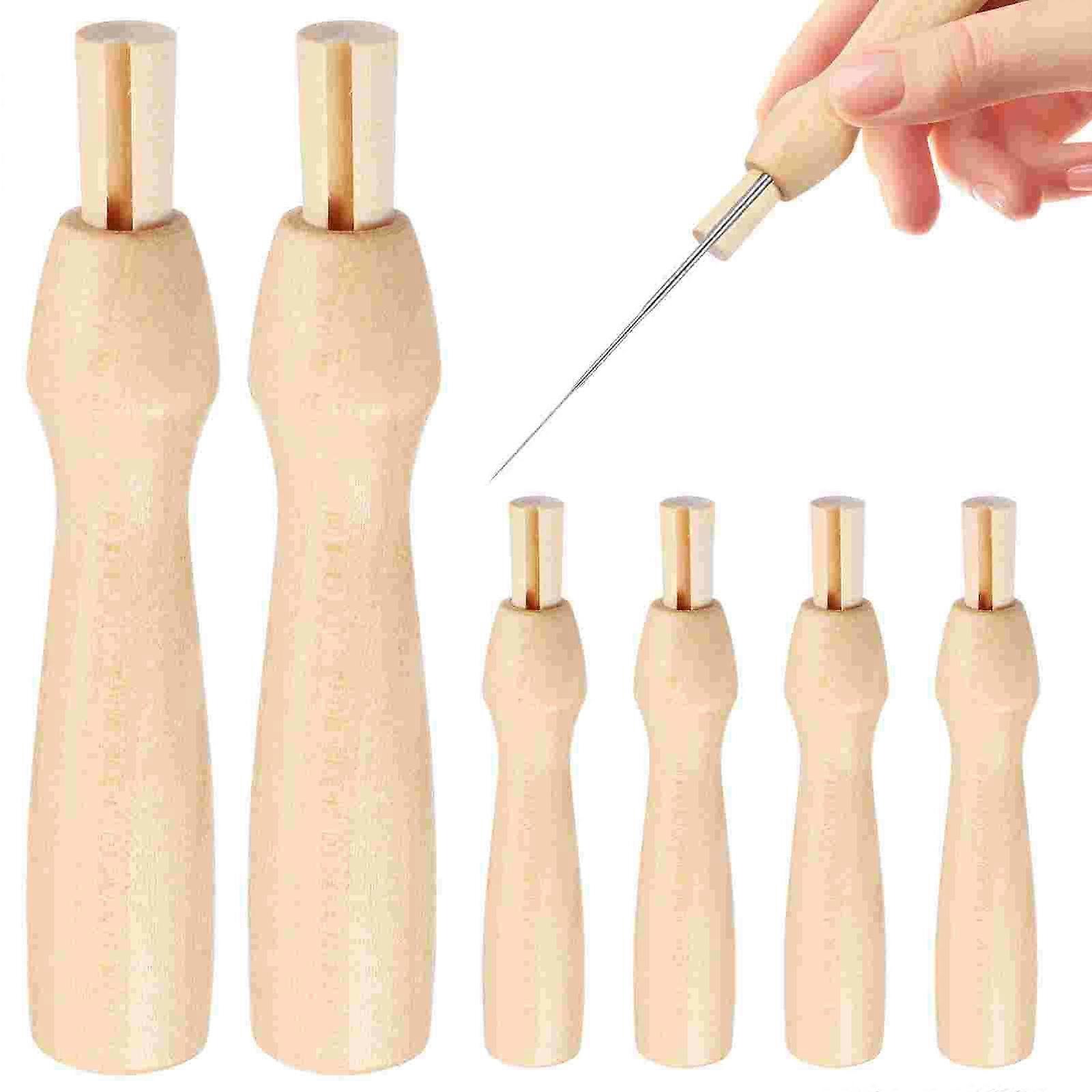 10 قطع من مقابض إبر التلبيد بمقبض خشبي أداة لصنع أدوات حرفية صلبة إبر صوف بديلة