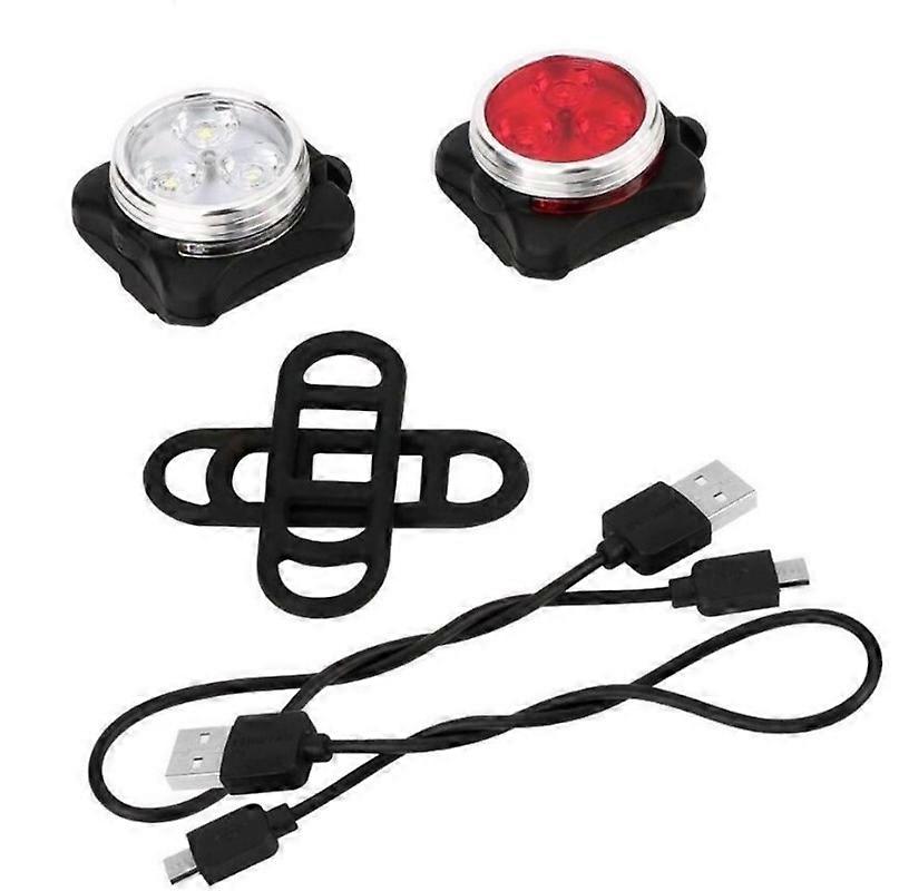 Rechargeable USB LED Bike Tail Cycling Front Rear Headlight Set