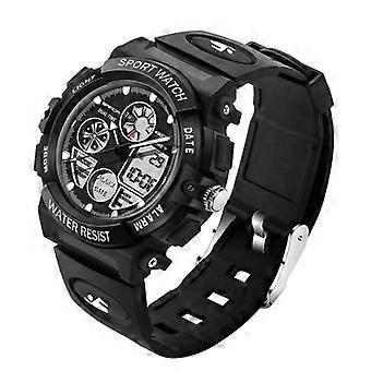 SANDA 4474 Función de alarma luminosa Calendario Pantalla de calendario Segundero verdadero Diseño de disco Reloj electrónico multifuncional para hombres deportivos con correa de plástico