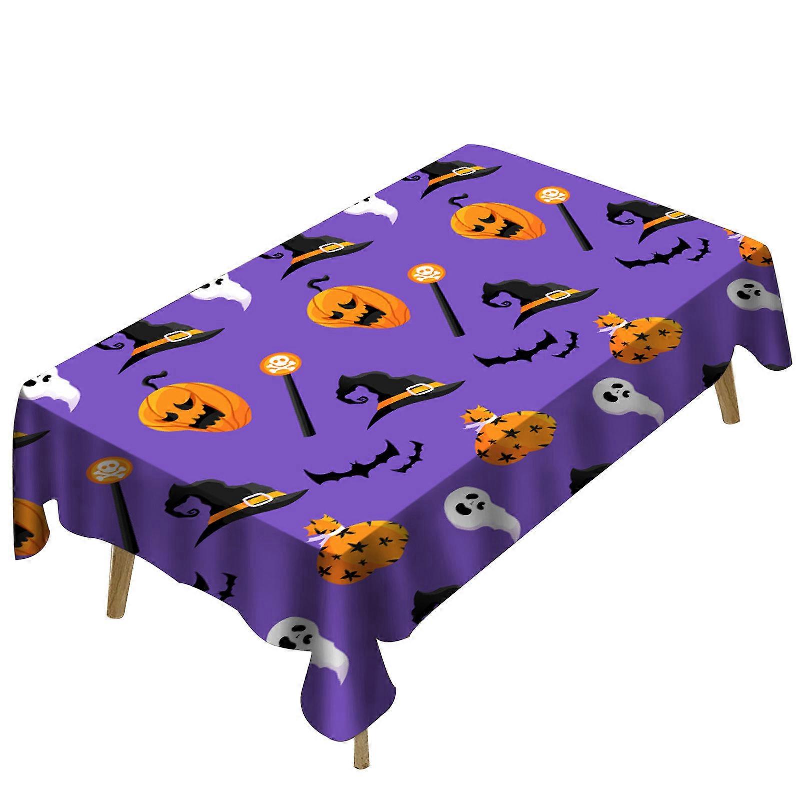Halloween Tablecloth Durable Bat Pattern Table Cover Halloween Themed Party Decor Tablecloth for Halloween Indoor Decorations
