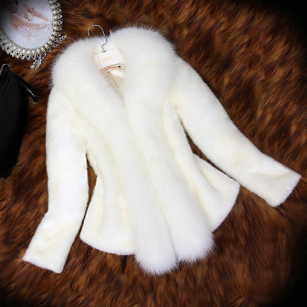 Women's Luxurious Style Jacket Faux Fur Plush Short Coat for