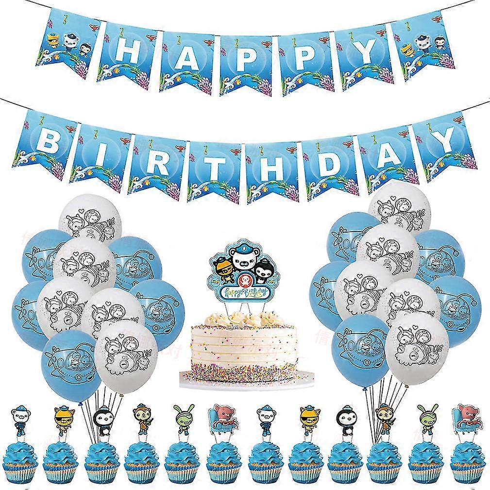 34pcs المثمنات بالون كيت حزب اللاتكس بالونات مع لافتة كعكة قمم