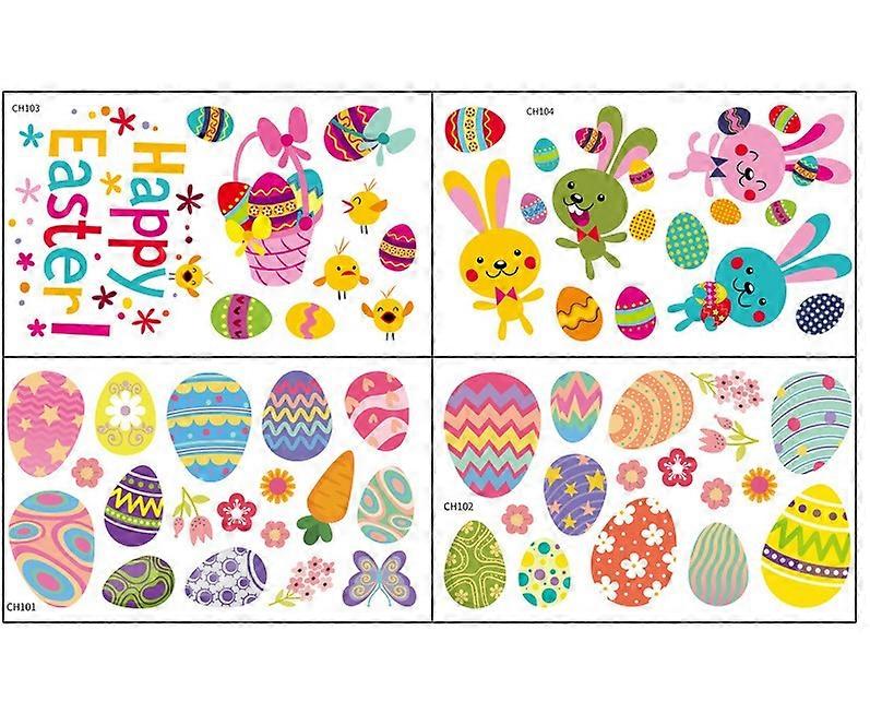 Easter Egg Stickers Easter Egg Decoration Stickers Easter Wall Clings Colour Easter Egg Paper Craft Happy Easter Stickers