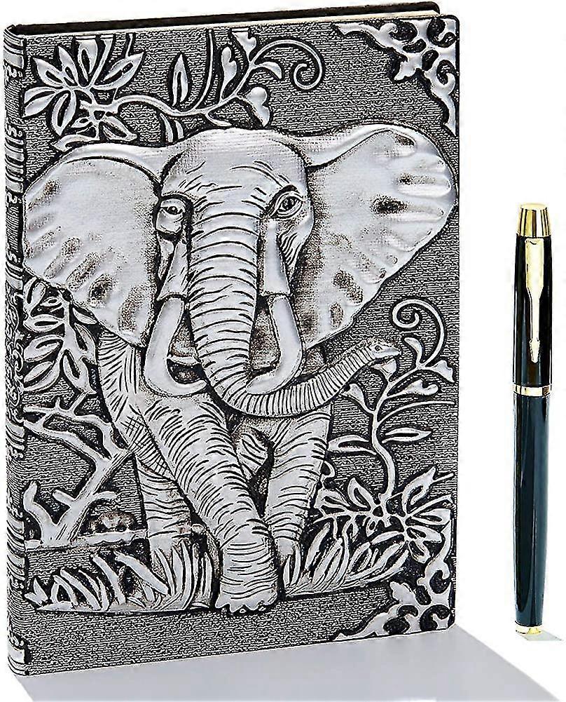 Vintage 3d Embossed Leather Notebook With Gold Pen. At 5. Old Vintage Diary Leather Notebook Lined Travel Notebook Notepad Handmade Notepad