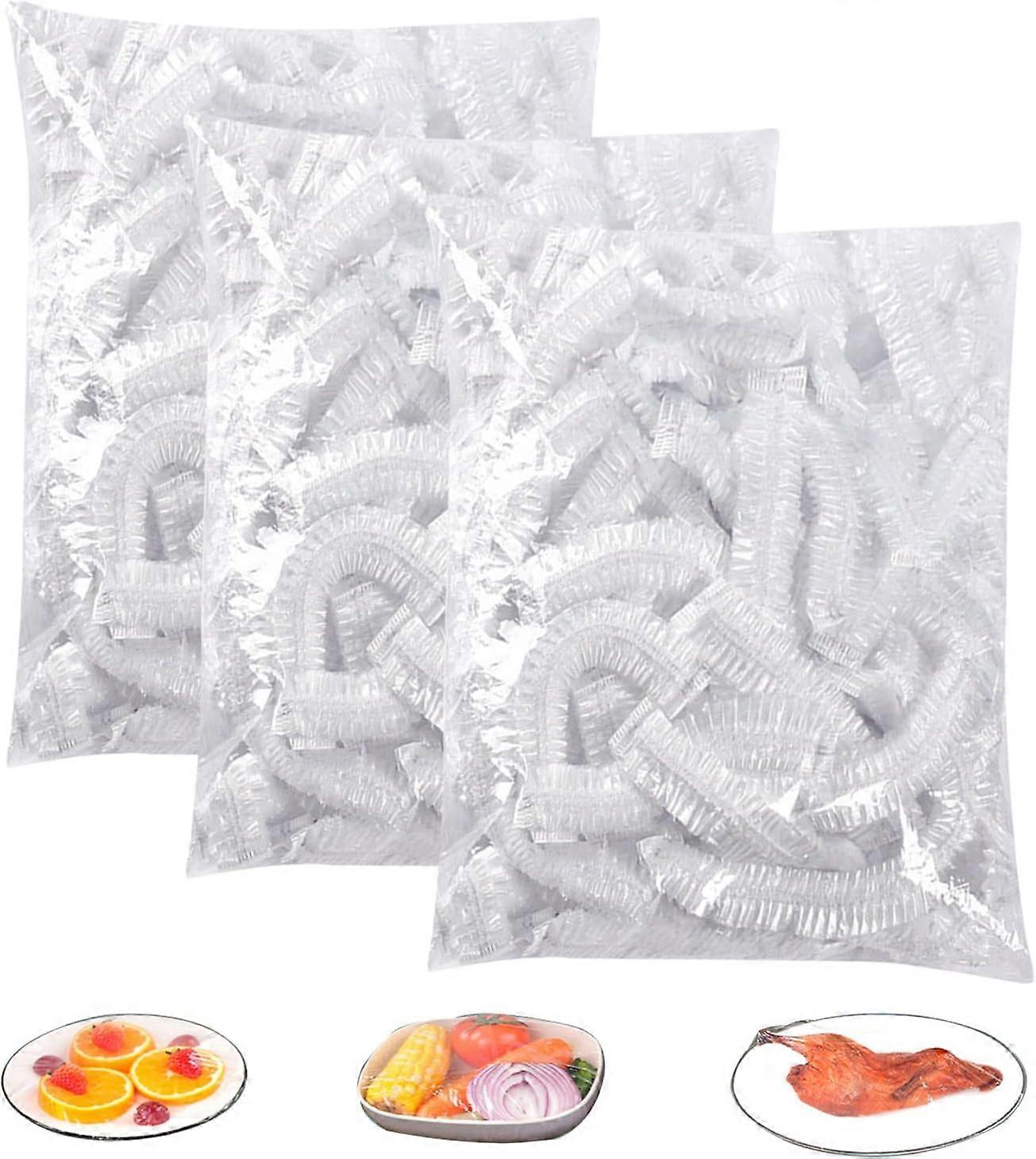 300PCS Reusable Food Wrap, Disposable Plastic Elastic Stretch Wrap, Fresh Storage Bags, Elasticated Prevent Leaks
