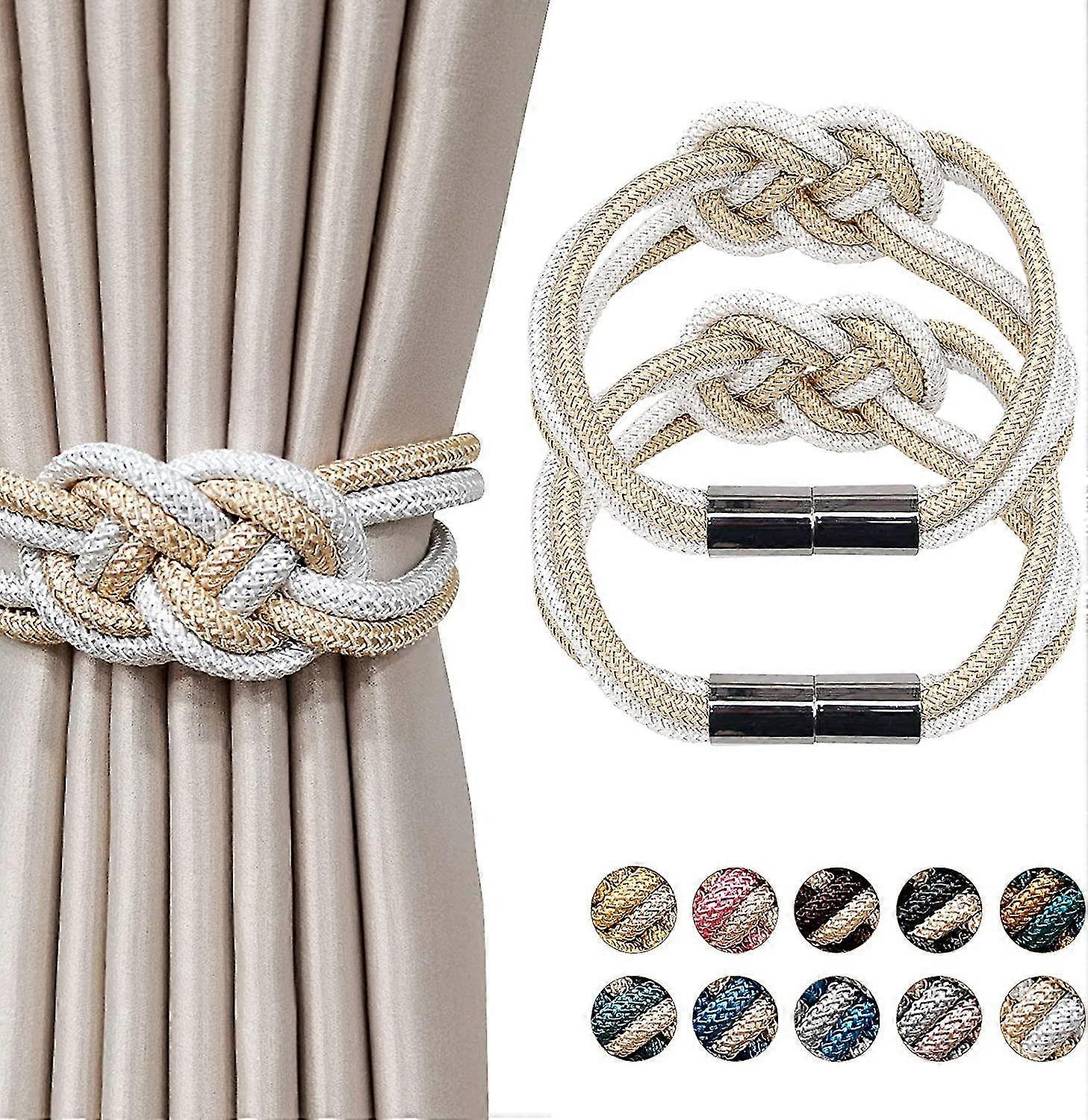 2 Pack Strong Magnetic Curtain Tiebacks Upgrade Nordic Simple Style Drape Tie Backs Cotton Rope Magnetic Curtain Buckle