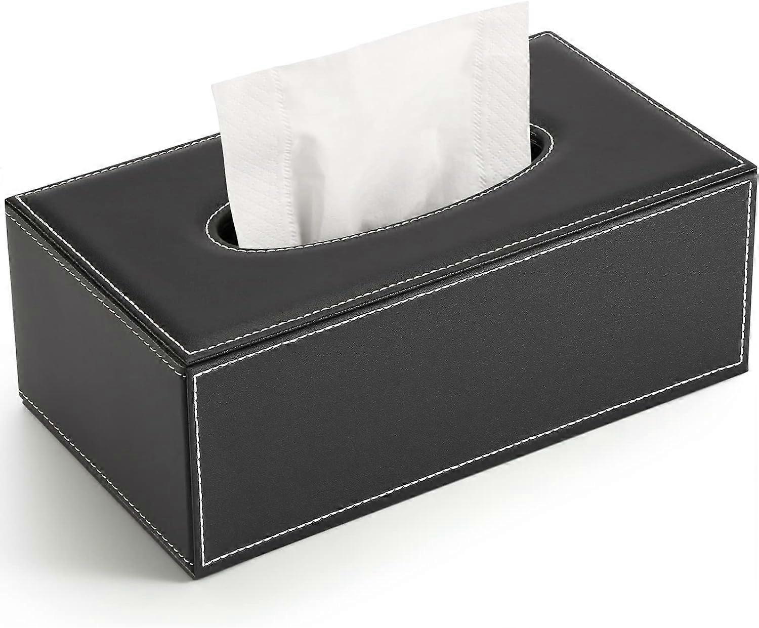MUJIXI Rectangular Leather Tissue Box (Black 1)