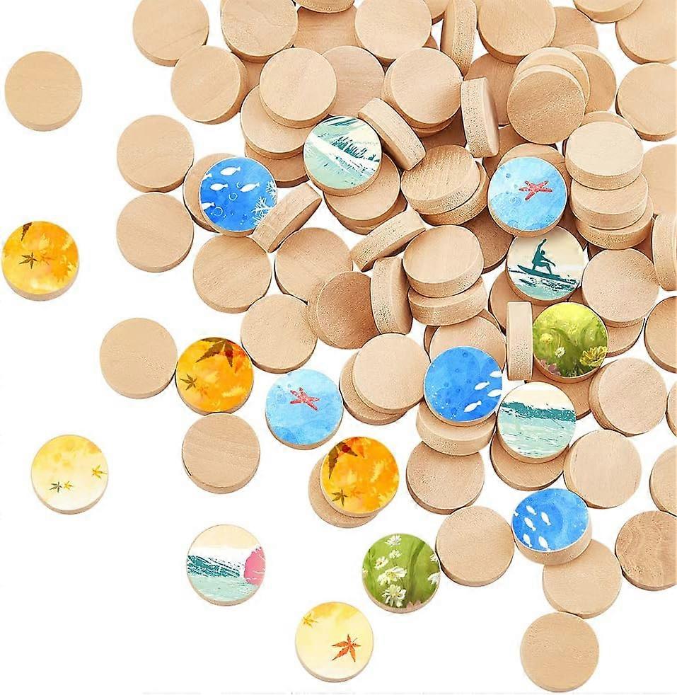 200Pcs 0.6 Inch Natural Beech Wood Slices Unfinished Round Wooden Discs Small Wooden Circles Wooden Tag Unfinished Round Wood Slices for DIY Crafts Ch