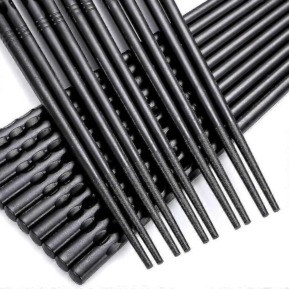 Baguettes 10 paires baguettes en fibre de verre, baguettes réutilisables Noir Lave-vaisselle