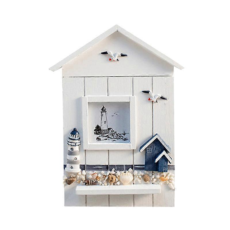 Mediterranean Style Key Cabinet Wood Nautical Style Wall Mounted Wooden Key Holder Storage Box Cabi