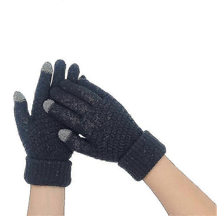 כפפות מסך מגע חורף לגברים נשים נגד החלקה מסך מגע סריגה מרופדת חם.