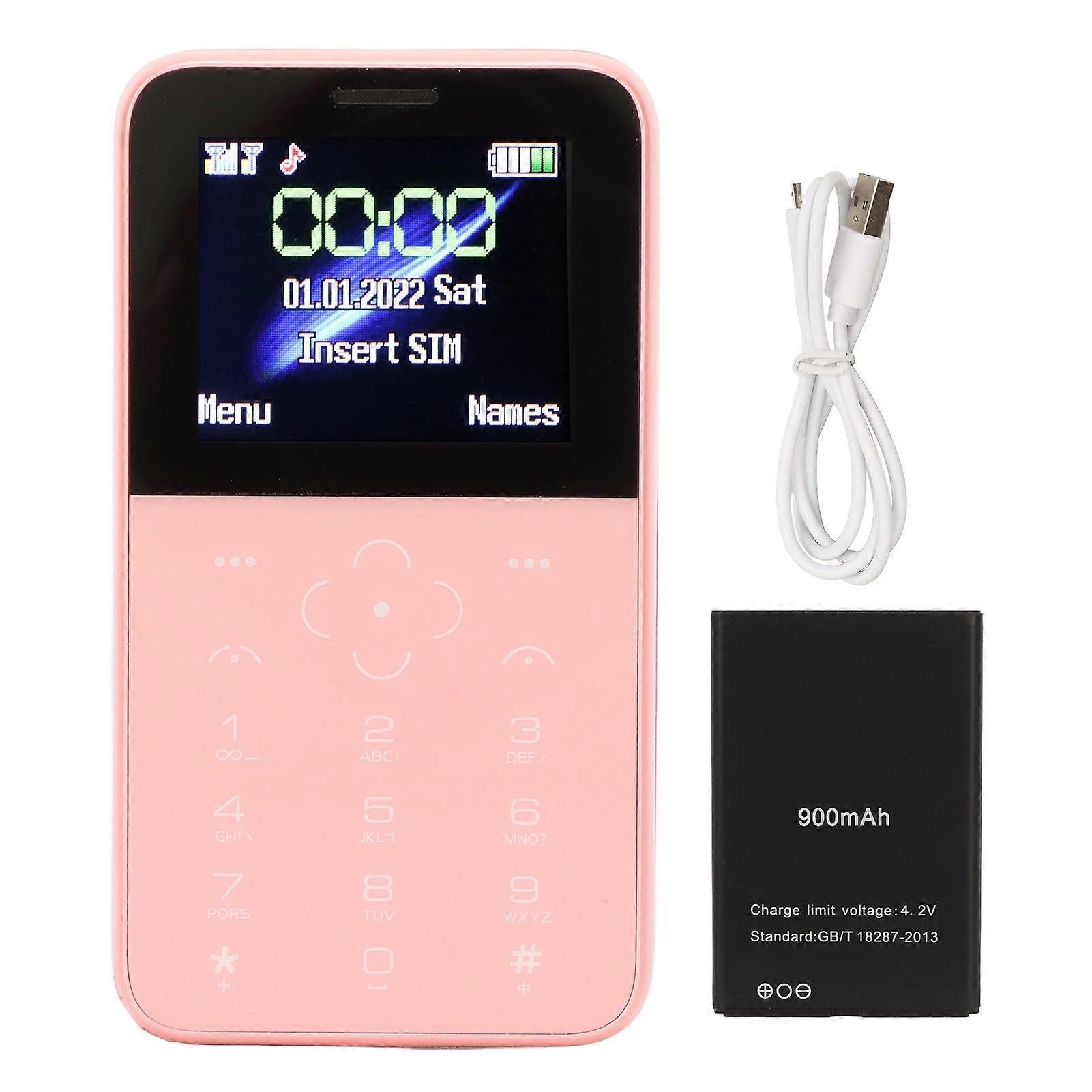 SOYESS10Pミニカード携帯電話超薄型小型ポータブルバックアップキーボード携帯電話子供子供学生ピンク
