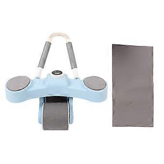 Abdominal Wheel Roller Automatic Resilience Double Round Abdominal Wheel with Elbow Support Cell Phone Stand for Men Women Blue