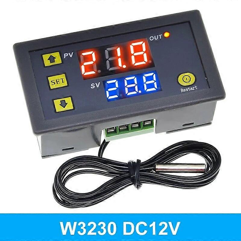 W3230 12V 24V AC110-220V Probe line 20A Digital Temperature Control LED Display Thermostat With Heat/Cooling Control Instrument
