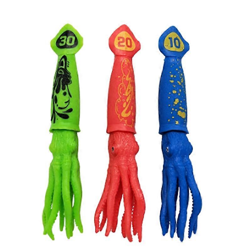 3 Pcs Squid Toys Pool Toys for Kids Throw Underwater Octopus Bath Toys with Funny Faces Cuttlefish