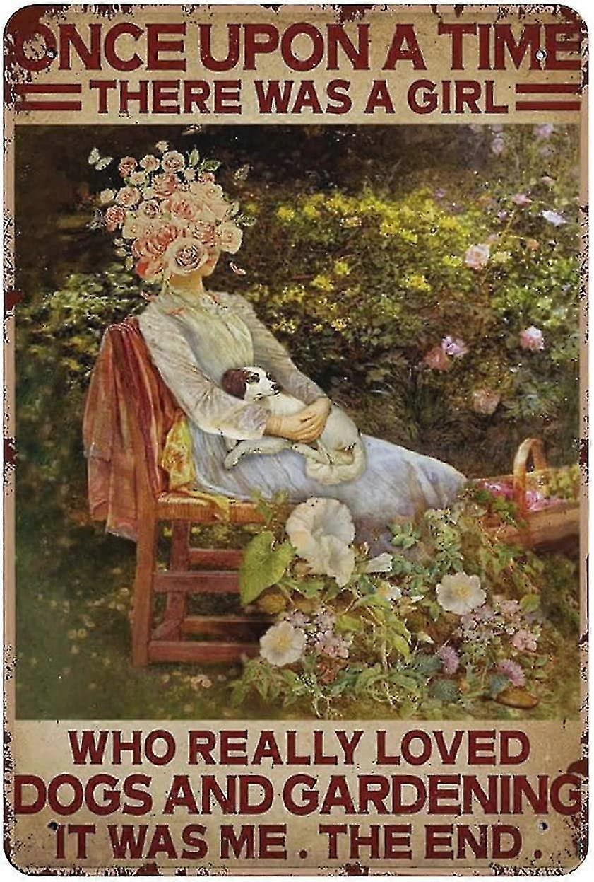 Ust ένα κορίτσι για τα κορίτσια που αγαπά τα βιβλία και τα σκυλιά Μεταλλικό κασσίτερο σημάδι Artwork αφίσα υπαίθρια σημάδι vintage Δεκ