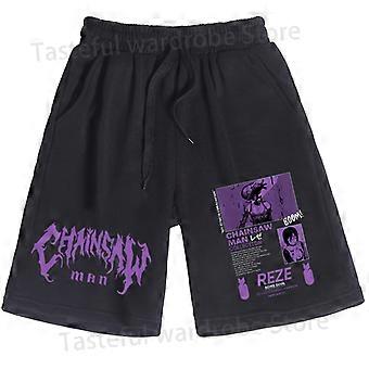 Per uomo Anime Motosega Uomo Pantaloncini con stampa Unisex Oversize Estate Streetwear Casual Pantaloncini sportivi Harajuku Pantaloni corti da spiaggia larghi DK-Black11