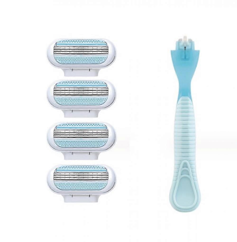 4 Blades and Blue handle, Smooth Women's Razor Blades, Smooth Close Shave