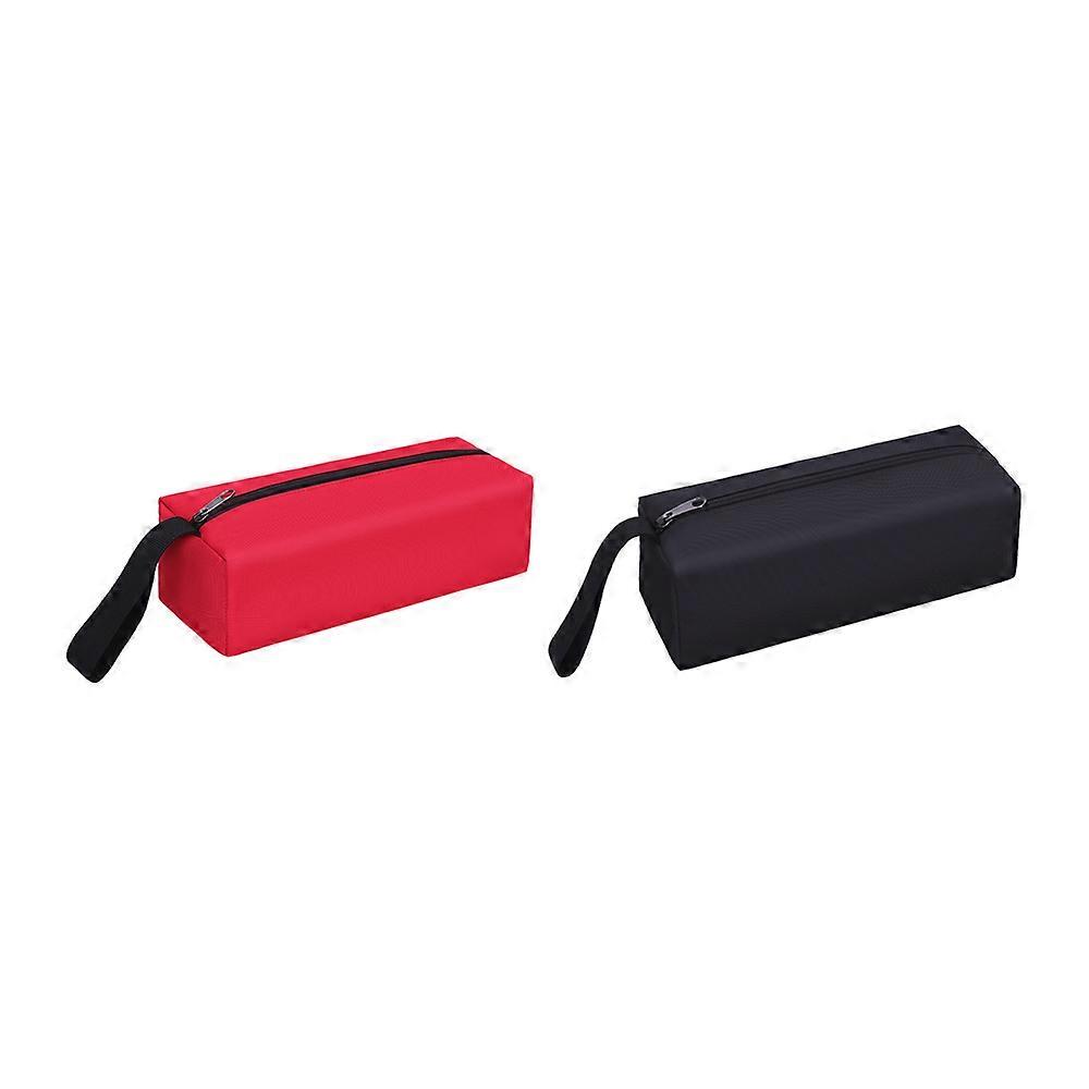 Black + Red Empty Tool Bag, 25CM Long Waterproof Nylon Canvas Zipper Package Small Tool Bag Toolkit