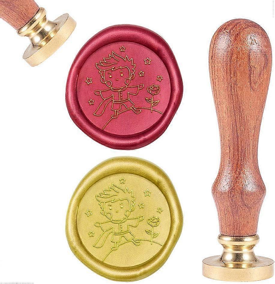 Wax Seal Stamp The Little Prince Sealing Wax Stamp Rose Retro Wood Stamp Wax Seal 25mm Removable Brass Head Wood Handle for Party Wedding Invitation E