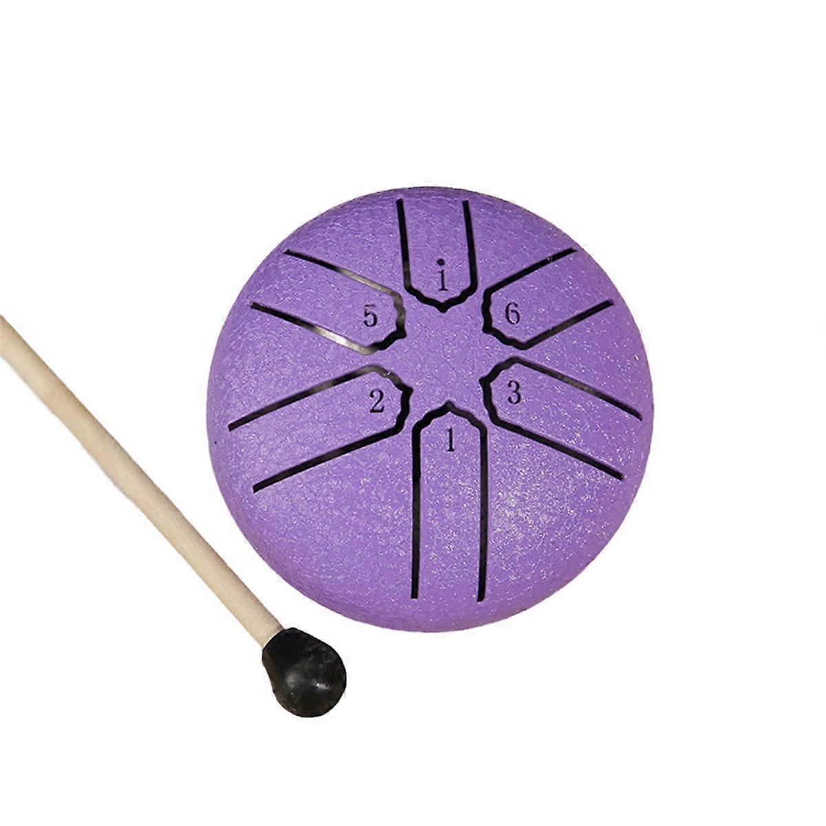 3 Inch 6-Tone Steel Tongue Drum Mini Hand Pan Drums with Drumsticks Percussion Musical Instruments Drum Accessories E