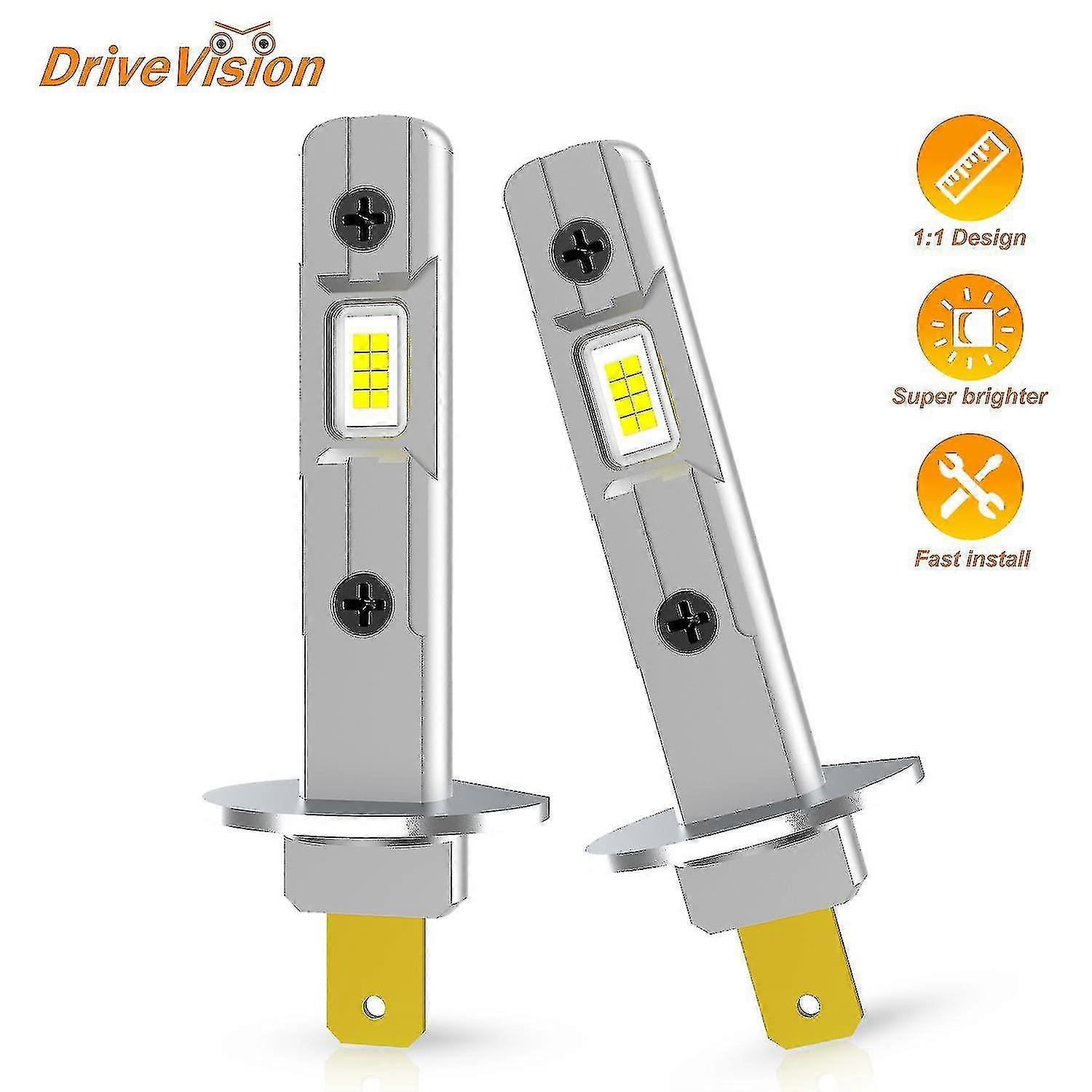 2pcs Led Light Bulb H1 Led Headlight Mini Size Design Wireless Fanless For Car Led Lamp Csp Chips 13000lm White