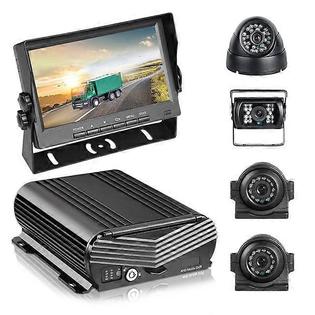 4 Channel H.265 1080P GPS Car Dvr MDVR Vehicle Video Recorder Car Security Camera System Kit+4PCS Cameras+7Inch VGA Monitor