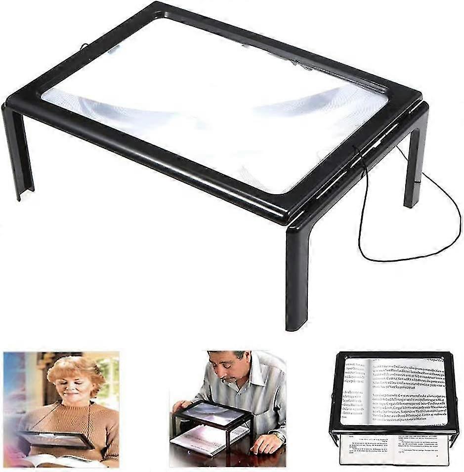 Rectangular Magnifier For Visually Impaired 3x Full Page Magnifier Magnifier With Hands-Free Light